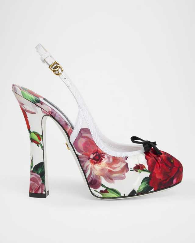 Slingback Floral Ballerina Stiletto Pumps